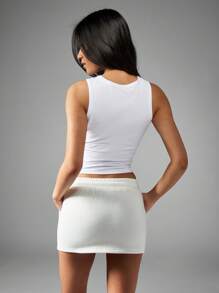 Missguided x Playboy Verspielter, athletischer Mini-Rock mit Kordelzug-Taille, elastischer Komfort, Jogger-Stil, Streetwear, Active Loungewear, Athleisure, Sommer, Frühling, Sportlich