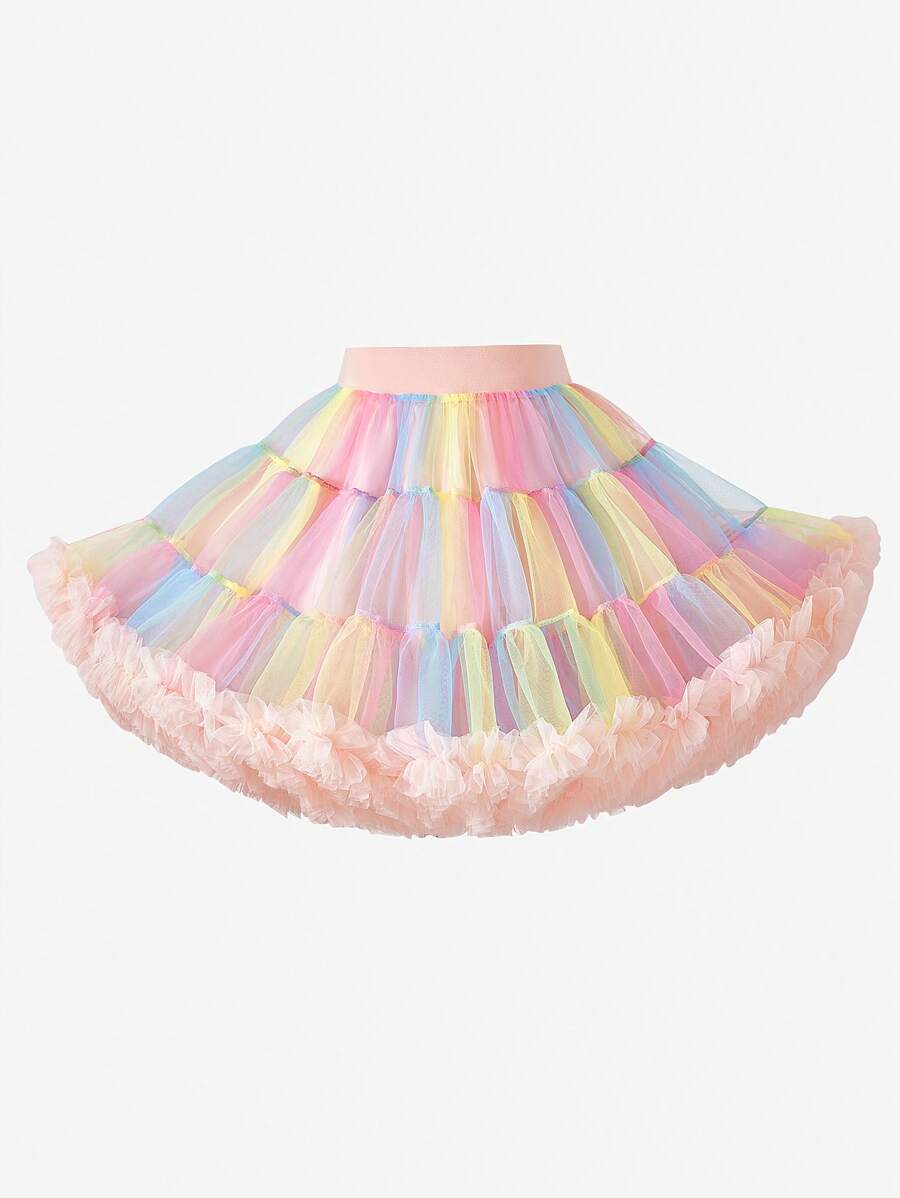 Sparklyn Tween Girl Casual Elegant Cute Tutu Mesh Skirt - Baby Pink - View 1