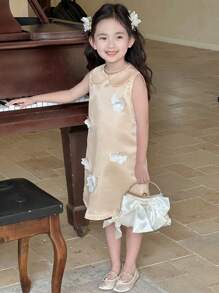 DAZY Girls Sleeveless Dress, Young Girl Fall Clothes - Apricot - View 6