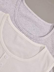 RueChic 2 lots Ensemble de lingerie de nuit femme en coordonné avec débardeur et short de couleur contrastante motif chat