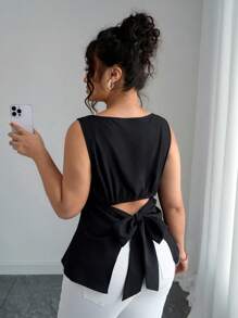 Elenzga Camisa sin mangas con espalda descubierta para mujer de talla grande, de moda para el verano
