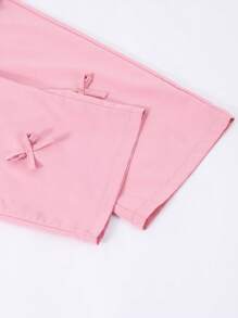 Tween 女童优雅蝴蝶结装饰阔腿休闲裤 - 粉色 - 查看 5