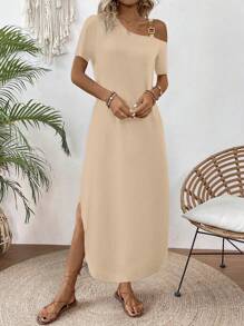 EMERY ROSE Women's Fashionable Design Summer Dress, Versatile Maxi Women Outfit - Apricot - View 6