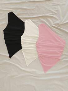 SHEIN Tall CURVE Plus Size Women's Solid Color Fashionable Tops, Suitable For Summer - Multicolor - View 2