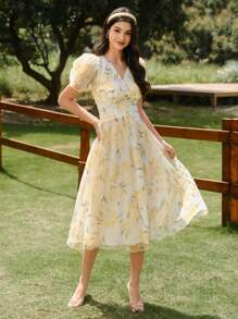 Vintamour Women's Vintage Elegant Floral Dress Spring/Summer Summer Outfits For Women Summer Dresses For Women Prom Dress Graduation Dress Summer Clothes Dresses For Women Summer Wedding Guest Dress Women Sun Dresses For Women Vacation Outfits Women Vacation Outfits Woman Graduation Dresses For Women Dresses For Women Elegant Formal Dresses For Women Easter Dress Women Elegance Yellow Dress Elegant Dresses For Women Birthday Dresses Mother's Day Dress