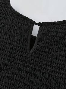 Ontre Tween 女童杏色纯色仿针织纹理刺绣泡泡袖 A 字裙，休闲度假返校时尚