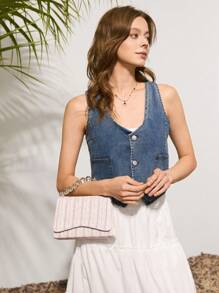 SHECARRY Bolso minimalista para mujer, bolsa de uso diario casual - Rosa - Ver 8
