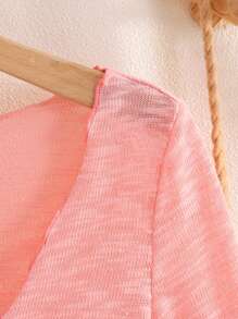 SHEIN Cardigan Kimono avec manches évasées et lien à la taille, décontracté, polyvalent pour jeunes filles