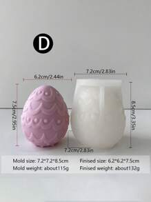 1 件复活节几何蛋形蜡烛硅胶模具，DIY 节日装饰工具香薰蜡烛、香薰石、树脂小雕像、手工制品，适用于家居装饰、节日装饰、派对氛围 - 白色 - 查看 4