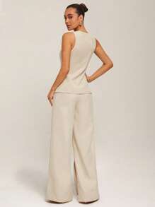 Silquee Women's Sleeveless Solid Color Suit, Fashion Suitable For Summer In Fall/Winter - White - View 2