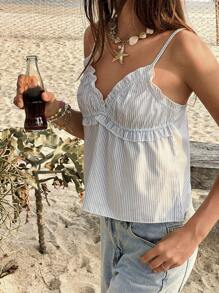 Jouncy Top de tirantes con estampado de rayas, moda sencilla para el verano