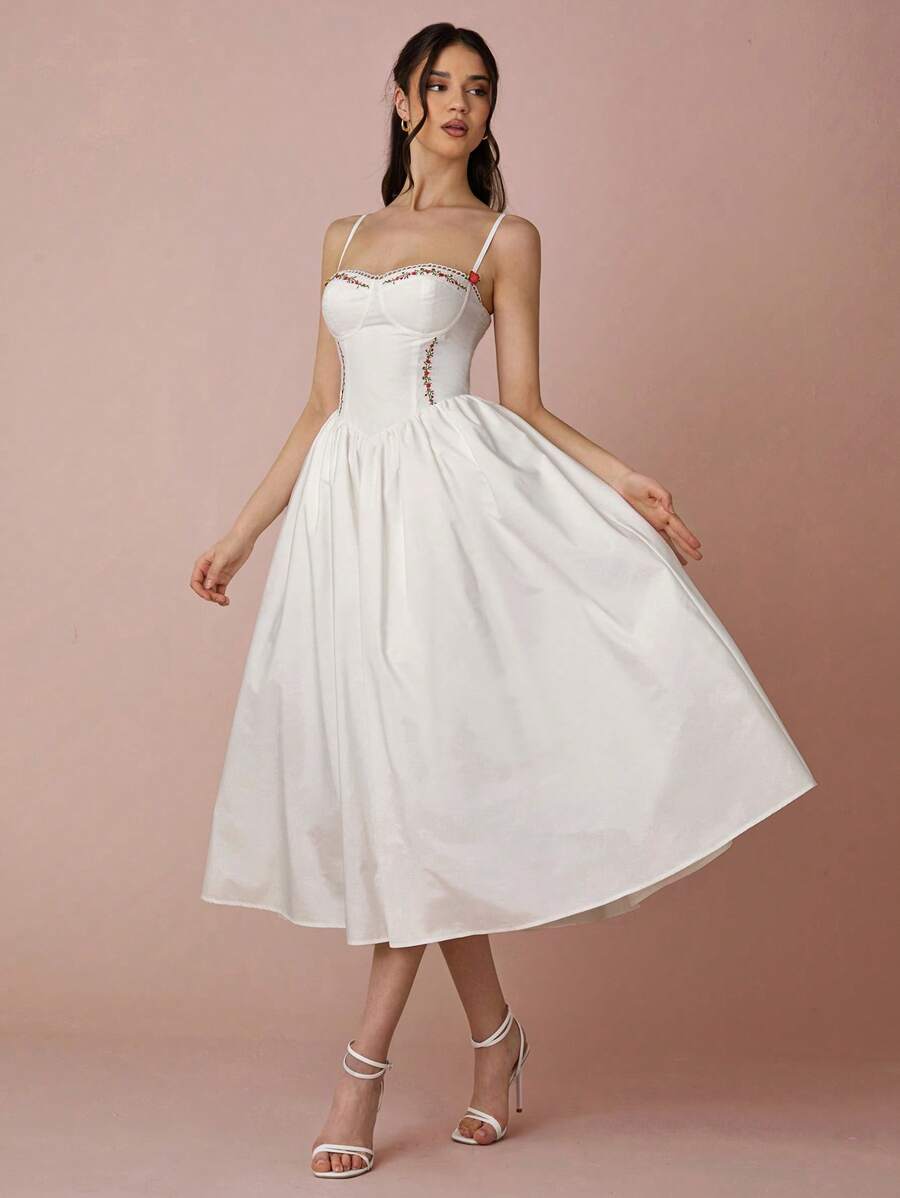 Enchnt فستان طويل أنيق للحفلات والعطلات من سترات السبعينات مزخرف بالوردة للنساء، أنيق وأنثوي مناسب للعطلات والمواعيد والعطلات والحفلات والتخرج وضيوف الزفاف، ملابس صيفية للنساء، فساتين صيفية للنساء