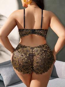 SHEIN 2pcs/Set Plus Size Sexy Lace Lingerie, Fashionable For Summer - Multicolor - View 2