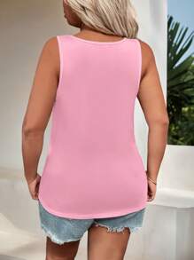 EMERY ROSE Plus Size Women's Valentine Heart Pattern Summer Casual Tank Top - Pink - View 2