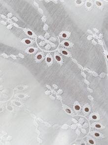 SHEIN 孕妇度假休闲纯色镂空刺绣盖袖连衣裙 - 白色 - 查看 7