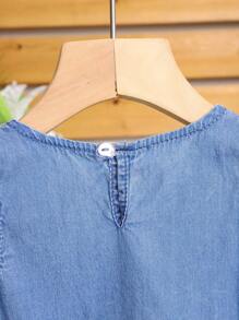 SHEIN 2pcs Baby Girl Denim Ruffle Hem Top & Skirt Set - Light Wash - View 6