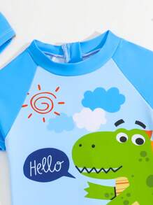 1pc Boys' One-Piece Swimwear With Printed Graphic Design (Including Swimming Cap) Young Boys Suit Set Young Boys 2 Pieces Beach Clothes For Boys Beach Clothes For Kids Boys Beach Sets - Multicolor - View 4