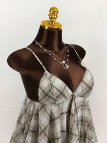 Amplova 女士透明格子网眼不对称下摆连衣裙 - 彩色 - 查看 8