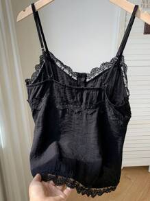 Comfortcana Camisa de mujer de verano con botones delanteros y contraste de encaje