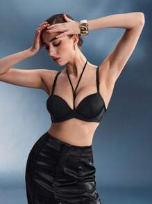 EmpressEnvy Women's Solid Color Hollow Out Design Comfortable Bra