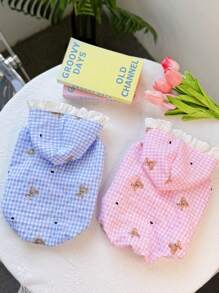 PETSIN 1 Stück ärmelloses Haustier Hoodie Weste, Bären Muster, luftig, weich und hautfreundlich, geeignet für Katzen & Hunde in allen Jahreszeiten und als Hauskleidung - Pink - Übersicht 2