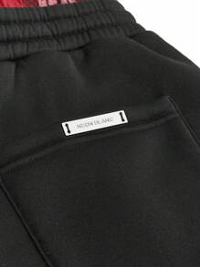 NEON BLANC Men's Loose Fit Plaid Print Long Knitted Pants - Black - View 4