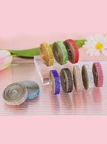 10 Rolls 10 Colors Rhinestones Ribbon Self-Adhesive Sparkling Crystal Stickers Diamond Ribbon For DIY Crafts Wedding Party Car Decoration - Multicolor - View 5