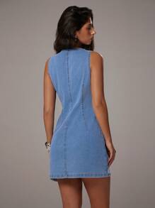 Avantive Spring&Summer Women Romantic/Prom/Formal/Birthday/90s Clothes/Business Casual Woman/Elegant/Western Wear/Going Out/Fashion/Casual/Y2k Clothes/Club/Office /Cocktail/Vintage/Bodycon/Rave Outfits Festival/Funny/Classy/Old Money/Streetwear/Vacation Outfits/Country Concert Outfit/Work Clothes /Modest/Spring Break/Bachelorette Outfits/Concert/Baddie/Basic/Graduation/A Line Blue Denim Dress - Medium Wash - View 2