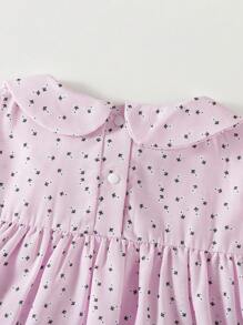Robe de nuit longue d'été pour fille bébé, style casual et confortable en vacances, avec motif floral ditsy et col violet
