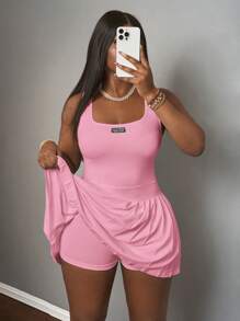 Slaydiva Áo vest cổ chữ U dáng racerback cơ bản mùa xuân hè mới, nhãn đen và chữ trắng, váy xếp ly kèm quần short và quần culottes, váy mini vải dệt kim trắng cho nữ, váy hồng, váy mini hồng, váy xếp ly hồng, váy ngắn hồng, váy dự tiệc hồng/Quần áo nữ mùa thu/Quần áo mùa hè cỡ lớn/Ngày 5 tháng 7/Ngày Quốc khánh 4 tháng 7/Phong cách Y2K/Thời trang đường phố nữ/Phong cách đồng quê/Bãi biển/Câu lạc bộ/Giáo viên/Vải lanh/Thời trang đường phố/Mùa hè châu Âu/Trang phục mùa hè cho nữ/Quần áo thời trang cho nữ/ - Hồng - Xem 10