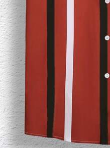 Manfinity Homme Short Sleeve Shirt, Fashionable For Summer Style Shirts For Men Cool Shirts For Men Men Fashion Shirts Nice Shirts For Men Men Streetwear Shirts, Plus Size Men Red And Black Dinner Shirt - Multicolor - View 5