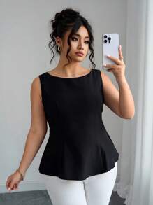 Elenzga Camisa sin mangas con espalda descubierta para mujer de talla grande, de moda para el verano