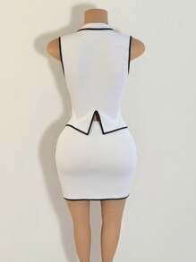 BamGleam 女士日常两件套服装 - 白色 - 查看 2