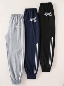Set da 3 pantaloni jogger sportivi a righe per ragazzi adolescenti, adatti per abbigliamento sportivo e casual