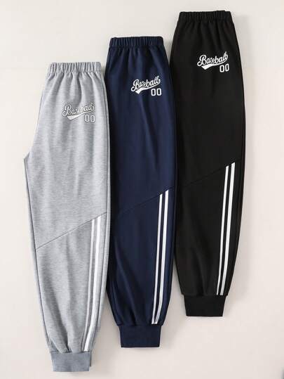 3pcs/Set Teenage Boys' Fashionable Striped Sports Jogger Pants, Suitable For Athleticwear And Casual Wear Boys Sports Pants Teens Clothes For Boys Pants Sweatpants Set Sweatpants For Teen Boys Sweatpants Cheap, School, Campus, College Chic Outfits For Autumn/Winter