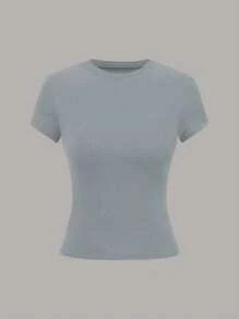 Plivvot Camiseta casual de mujer de manga corta de unicolor, versátil - Multicolor 8 - Ver 3