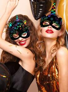 SHEIN 6/12pcs Unicorn Mask - 6 Styles Rainbow Scratch Unicorns DIY Mask Party Favors, Scratch Off Reveal Unicorn Theme Birthday Party Supplies Decorations Crafts Set With Wooden Stylus & Elastic Band (For Adults Only), Valentine's Day Party Gifts