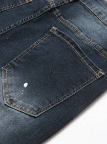 Manfinity LEGND Men's Distressed Denim Shorts, Fashionable For Summer - Dark Wash - View 5