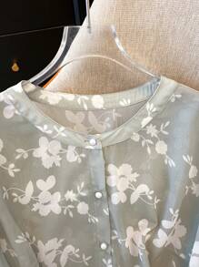 SHEIN LUNE Elegante blusa/camisa holgada y casual de manga 3/4 de talla grande para vacaciones, nuevo lanzamiento