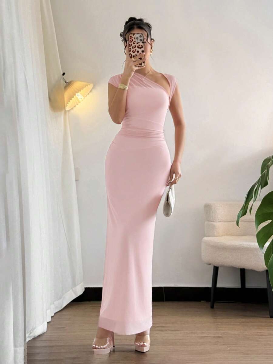 Firerie Elegantes, romantisches Pendlerkleid für Damen im Sommer, sexy, asymmetrische, gerüschte Taille, Urlaubskleid in Rosa, lange Taille, elegantes, romantisches Pendlerkleid im Sommer, sexy, eleganter Stil in Cremegelb, Partykleid für Damen, Strandurlaub für Damen, Schulabschlusssaison für Damen, romantische Verabredungen, Geburtstage, Ostern für Damen, brasilianischer Karneval, Musikfestivals, Frühlings-/Sommerkleid für Damen, Hochzeitssaison, Strand- und Brunchkleid, Boho-Oberteile, Kleid im Feenstil