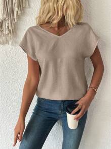 SHEIN LUNE Women's Woven Backless Casual Blouse For Summer