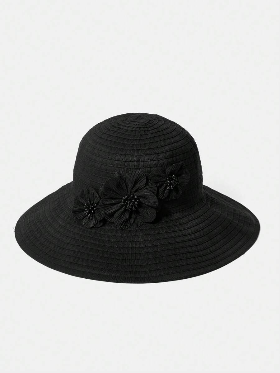 MOTF PREMIUM 黑色仿花渔夫帽