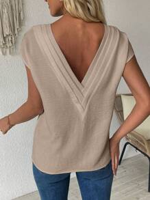 SHEIN LUNE Women's Woven Backless Casual Blouse For Summer