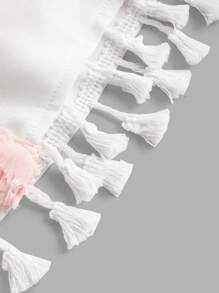 SHEIN MOD Blusa bohemia con flecos de gasa de talla grande, regalo del Día de la Madre, 4 de julio, Día de la Madre, primavera y verano, cumpleaños para mujeres - Rosa - Ver 4