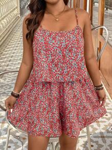 Breezaya Plus Size One-Piece Jumpsuit With Suspender, Fashionable For Summer Romper - Multicolor - View 3