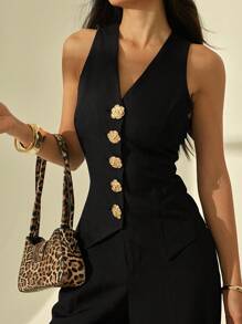 SHEIN PETITE Women Two Pieces Outfits For Daily Wear - Black - View 7