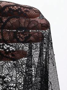 DAZY Sexy Sheer Lace Patchwork Sling Nightgown & G-String Lingerie Set For Women - Black - View 11