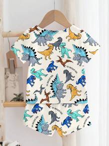 2pcs/Set Cartoon Pattern Loose Casual Pajama Set For Boys - Multicolor - View 2