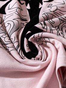 INAWLY Women's V-Neck Cross Print Long Sleeve Fashion T-Shirt - Pink - View 4