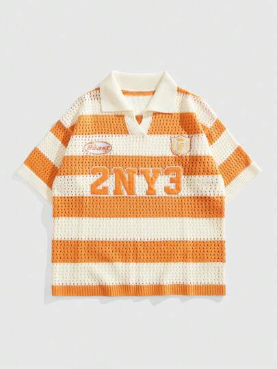 Prep Men's Striped Jacquard Knit Polo Shirt